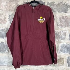 Champion Jacket Woman's Large Red Half‎ Zip Minnesota Gophers Pull Over Light
